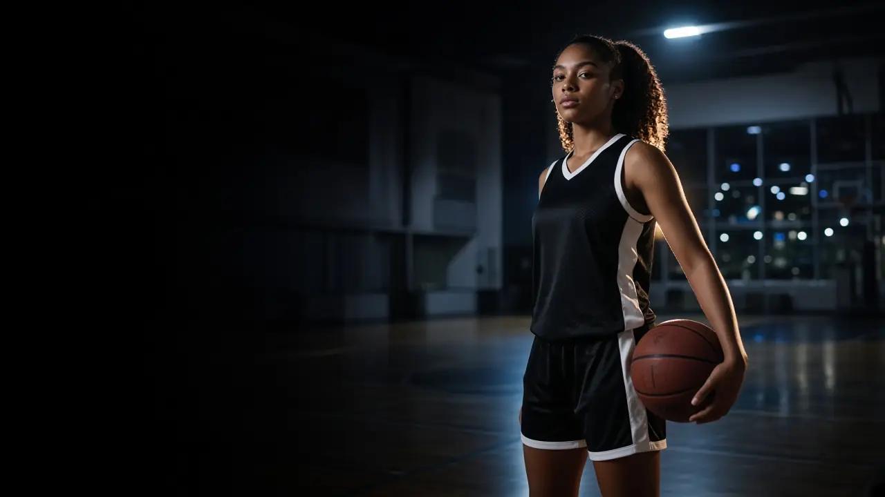 Elite basketball athlete in a training facility, representing SG Elite performance and NIL readiness